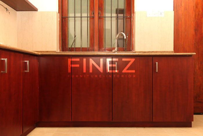 Close Up View of sink unit & lower cupboards of Chester Pantry by Finez