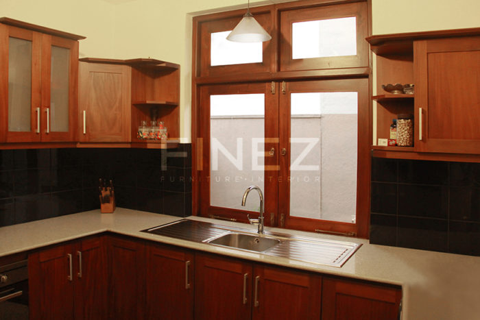 Angle View of Sink Unit & Upper Cupboards of Mayfair Pantry by Finez